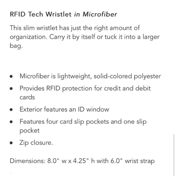 Vera Bradley Quilted Microfiber RFID Tech Wristlet Wallet Solid Black Red Rose - Picture 8 of 9